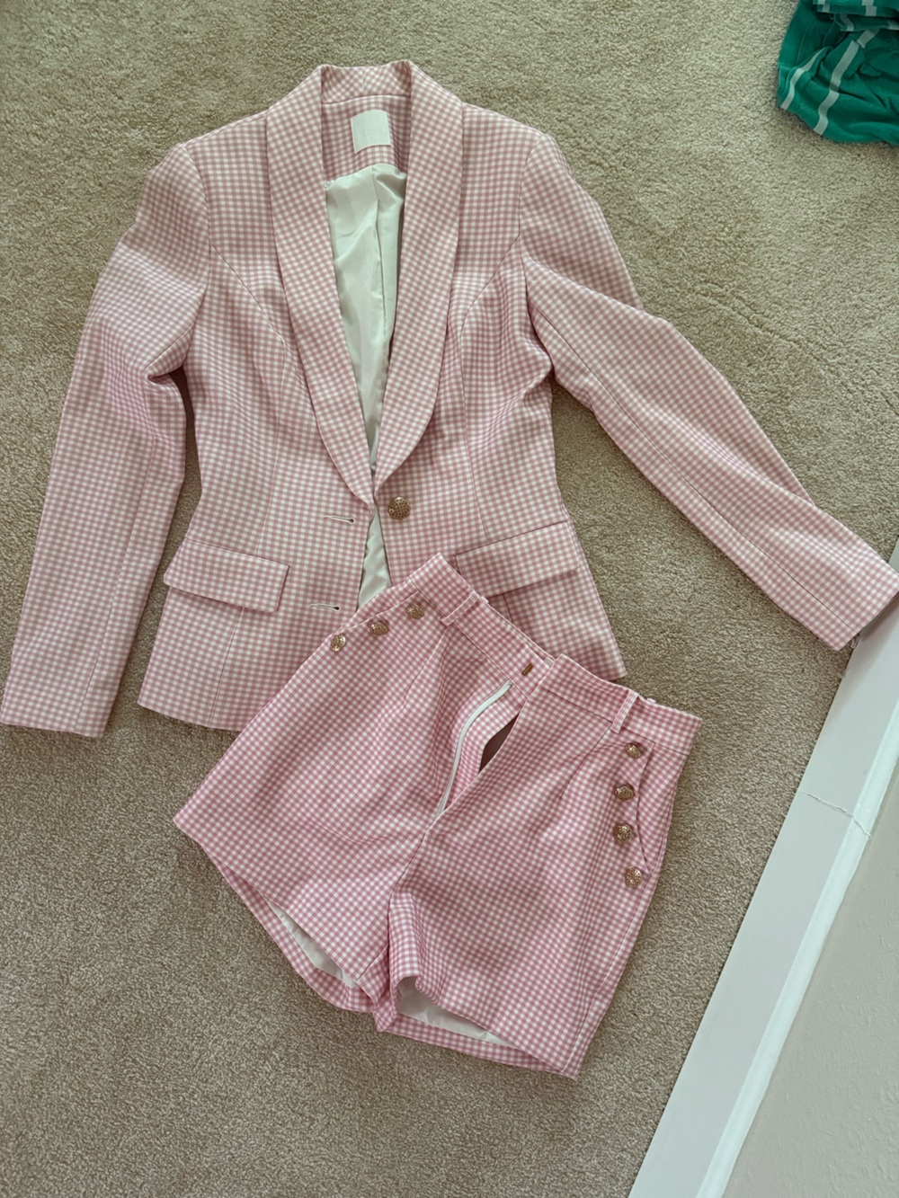 Meshki Pink Gingham Blazer & Shorts Co-ord